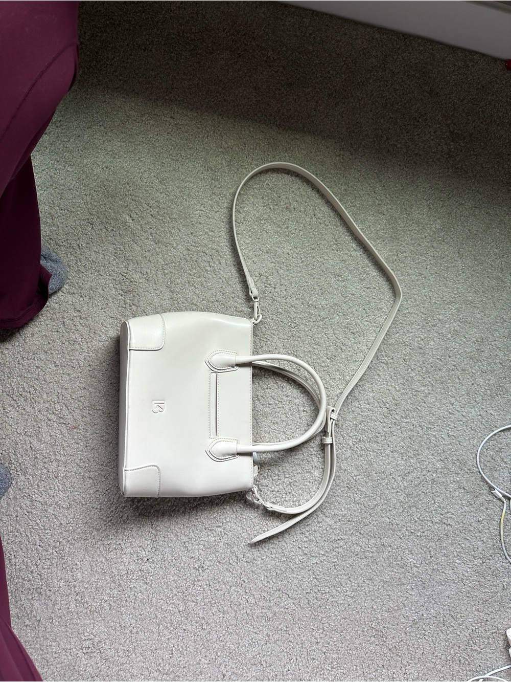 Buff bunny Cream Leather Satchel Crossbody Bag
